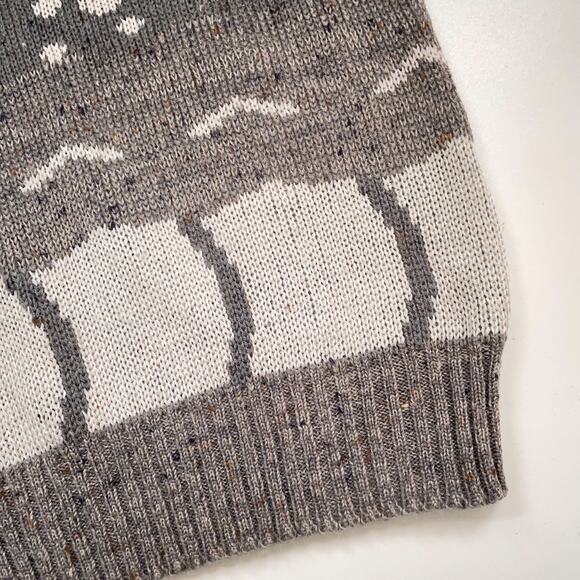 Vintage 90s Wool Oatmeal Gray Sweater Cabincore Scandi Nordic Neutral Earthy 6 - Picture 7 of 11